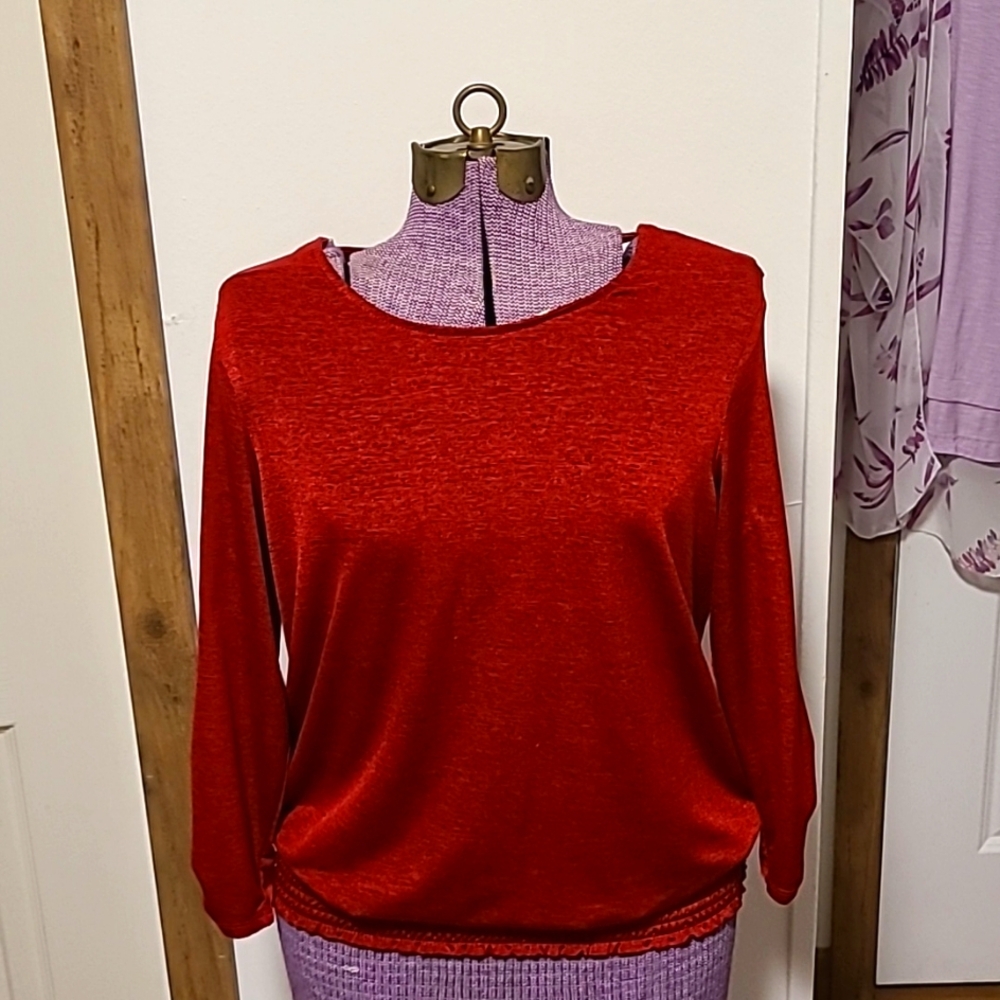 APT. 9 Red Poly/Spandex Waistband Top Size Medium
